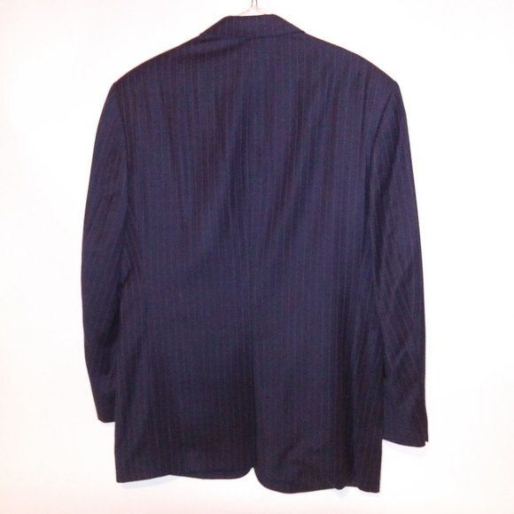 Hart Schaffner Marx Suit Mens 2 Piece 41R Black Pinstripe Long Sleeve Pleated Fr - Picture 8 of 16